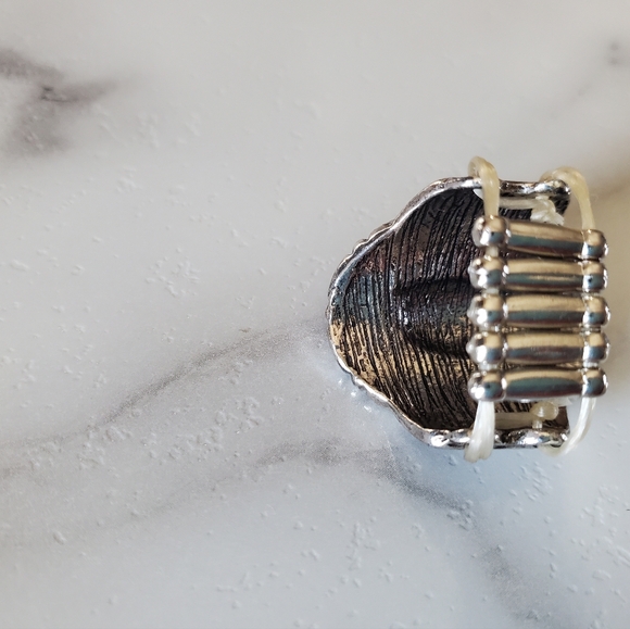 Antique Silver Tone Stretch Band Ring Oval Shape 💥3 for $24💥 - Picture 8 of 17